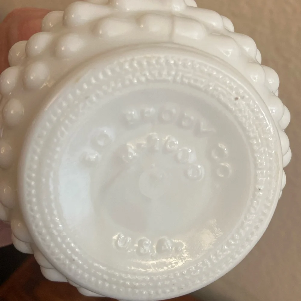 Vintage EO BRODY Hobnail Milk Glass Bud Vase